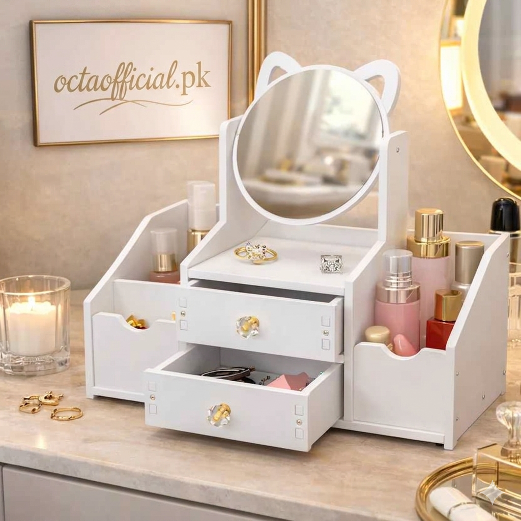 2 Drawer Vanity Mirror & Makeup Organizer