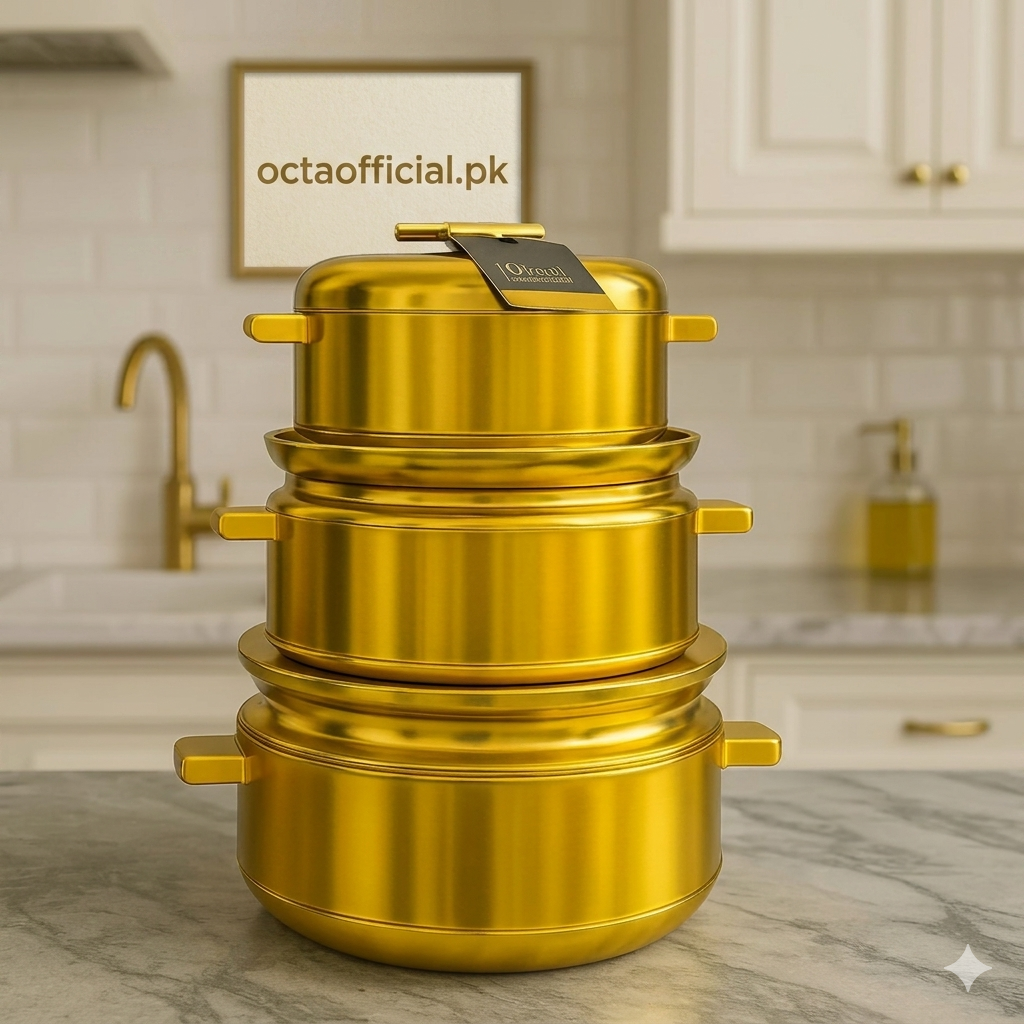 3-Piece Luxury Golden Non-Stick Cookware Set