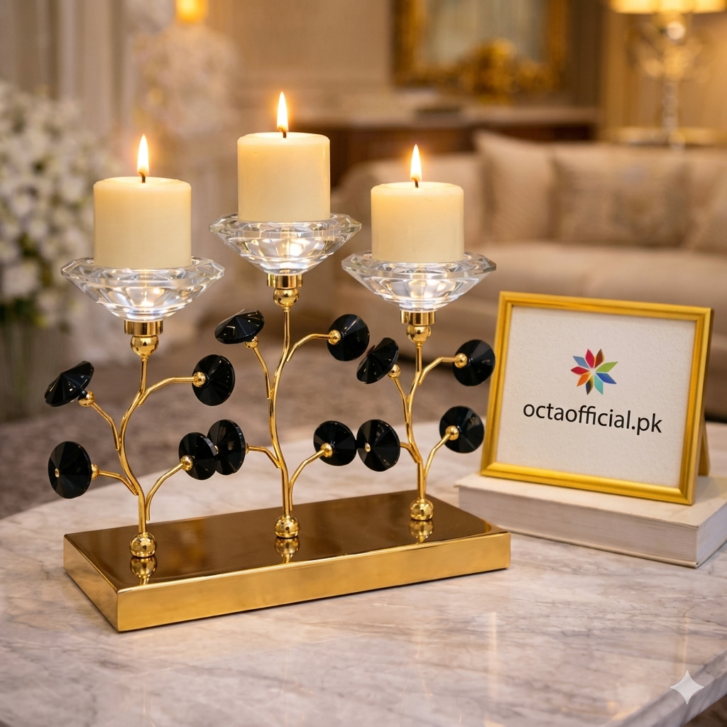 3-Piece Elegant Hammered Metal & Gold Votive Candle Stand Set