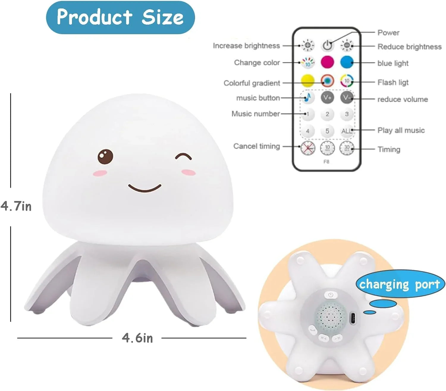 Jellyfish Night Light with Remote & Music