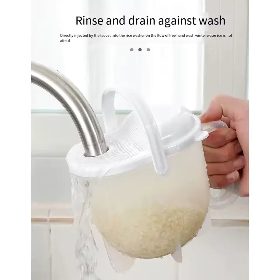 Rice Strainer with Handle for Easy Washing