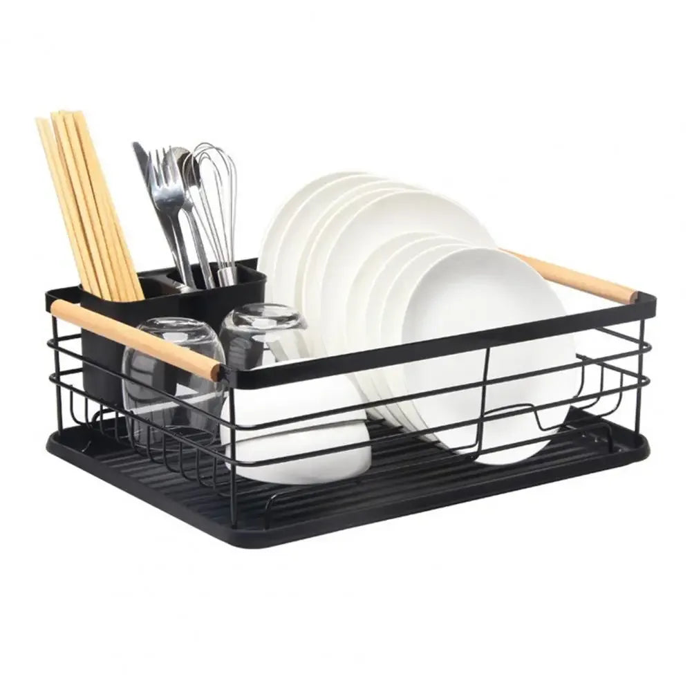 Iron Frame Kitchen Storage Rack with Utensil Holder
