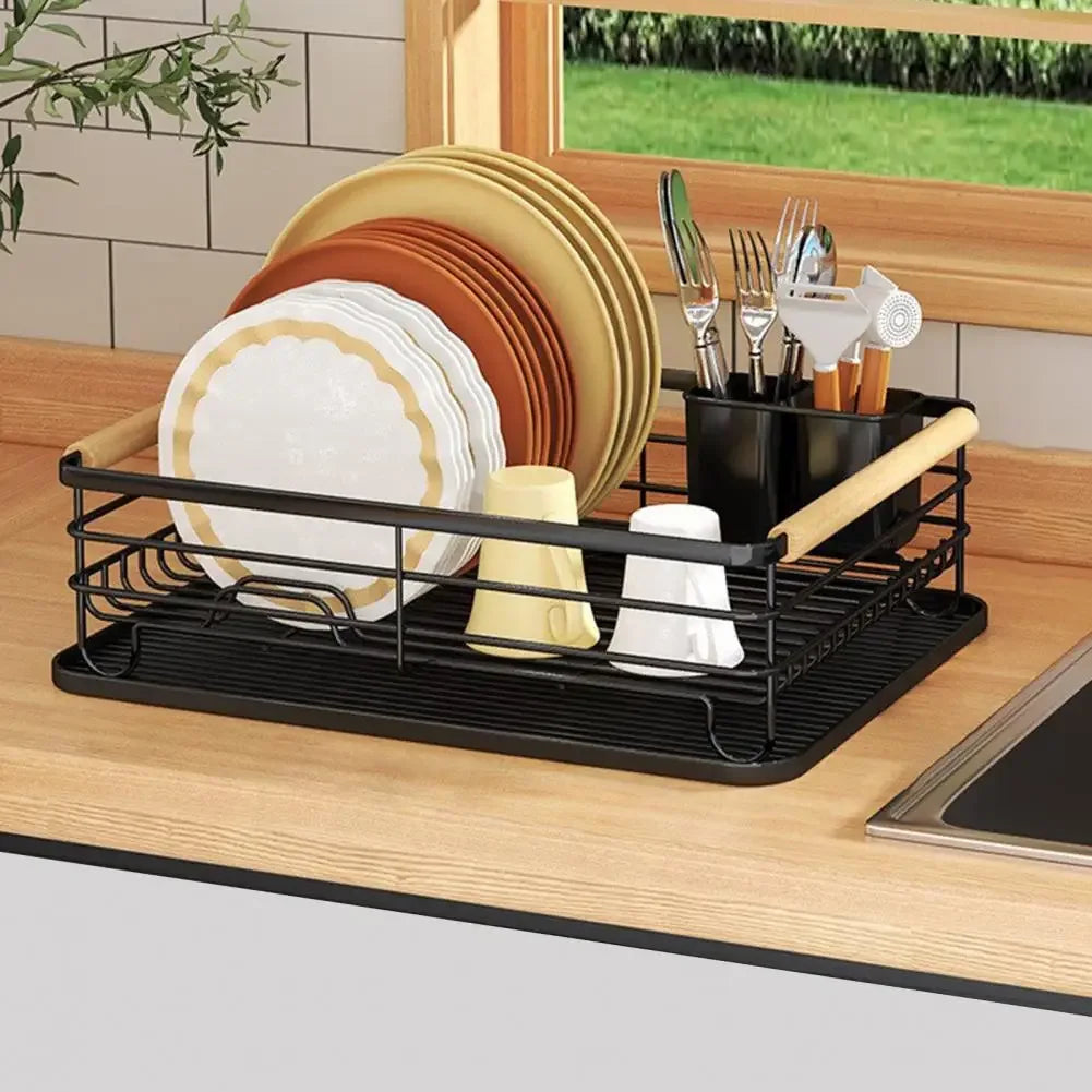 Iron Frame Kitchen Storage Rack with Utensil Holder