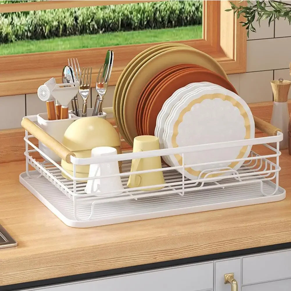 Iron Frame Kitchen Storage Rack with Utensil Holder