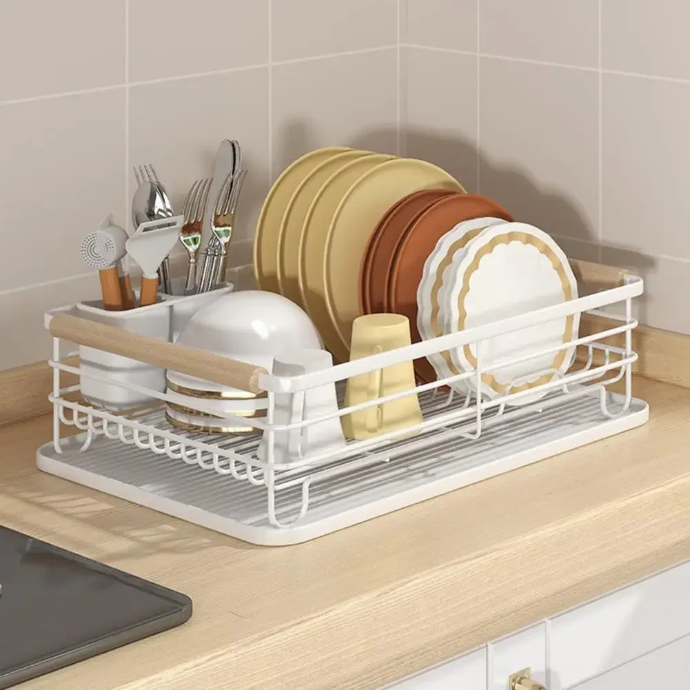 Iron Frame Kitchen Storage Rack with Utensil Holder