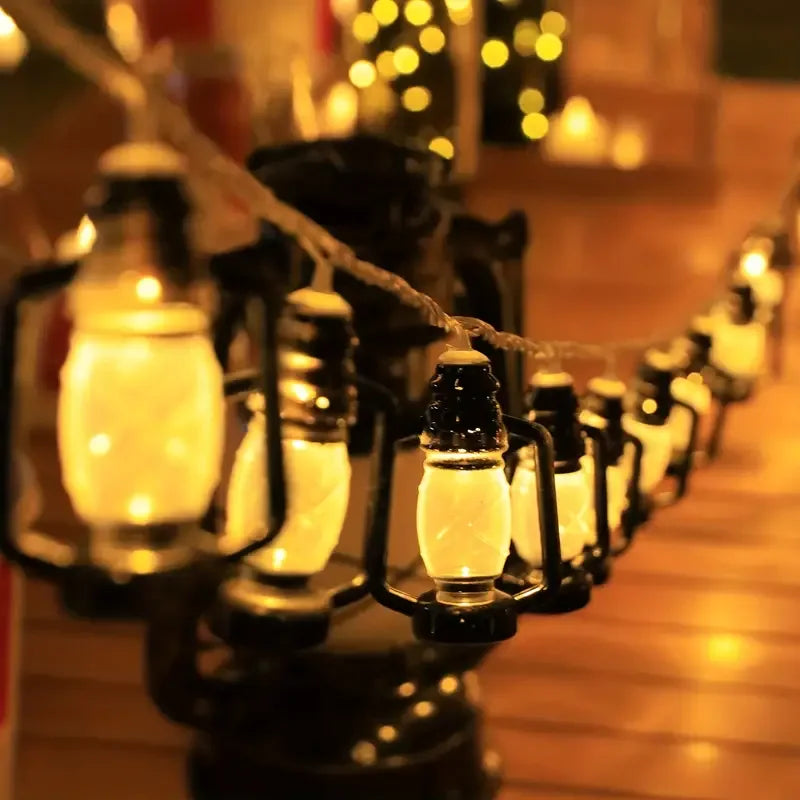 Set Of 10 Lantern String Lights Set with Vintage Charm