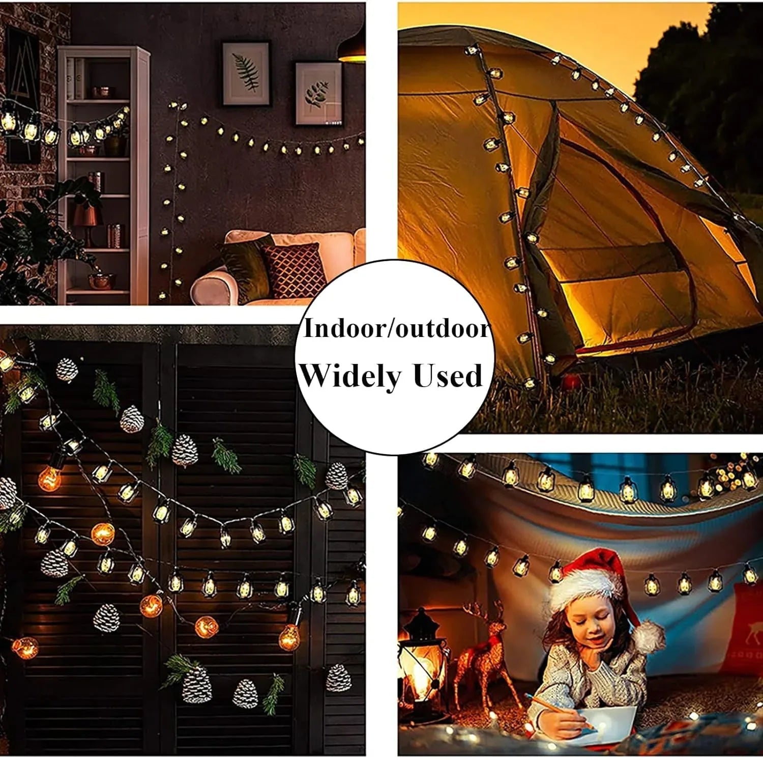 Set Of 10 Lantern String Lights Set with Vintage Charm