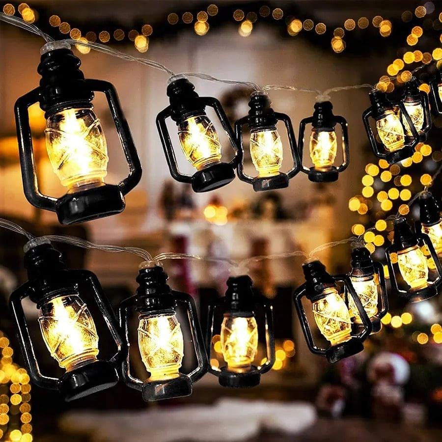 Set Of 10 Lantern String Lights Set with Vintage Charm