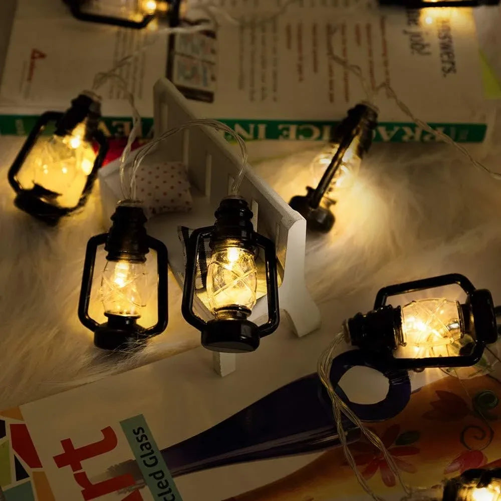 Set Of 10 Lantern String Lights Set with Vintage Charm