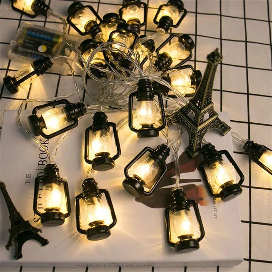 Set Of 10 Lantern String Lights Set with Vintage Charm