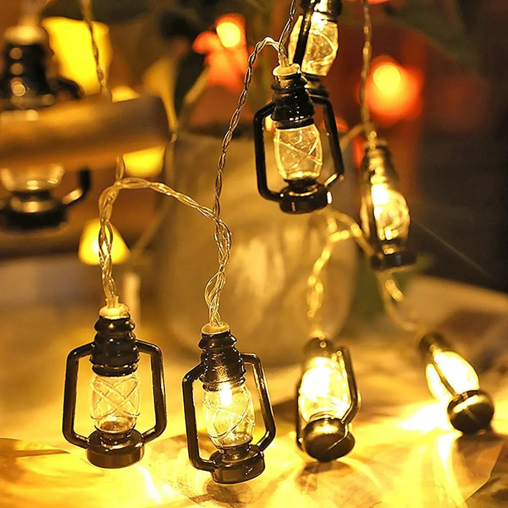 Set Of 10 Lantern String Lights Set with Vintage Charm