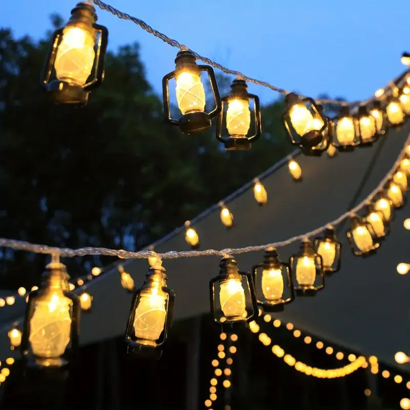 Set Of 10 Lantern String Lights Set with Vintage Charm