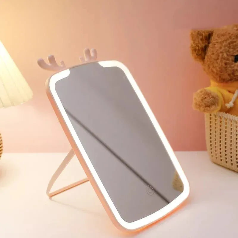 LED Makeup Mirror with Lights - Cute Reindeer Design