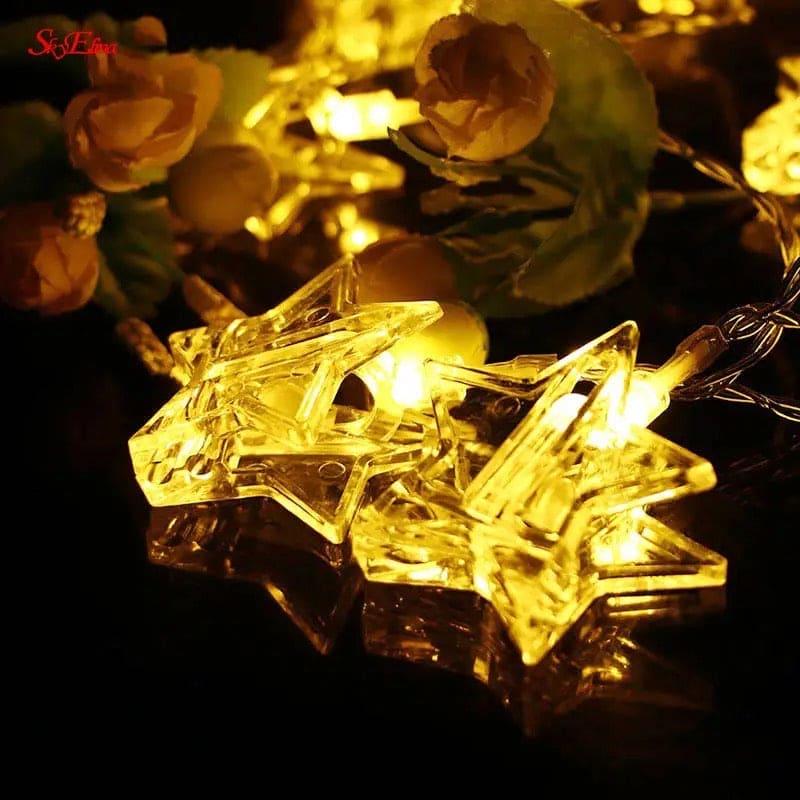 10 Pieces LED Photo Clip String Lights Star Design