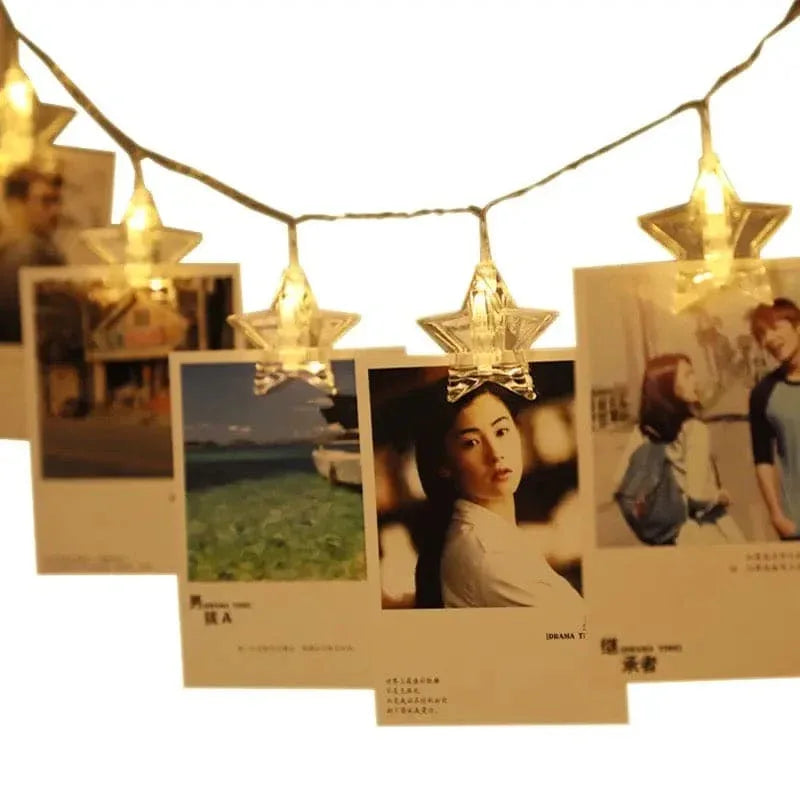 10 Pieces LED Photo Clip String Lights Star Design