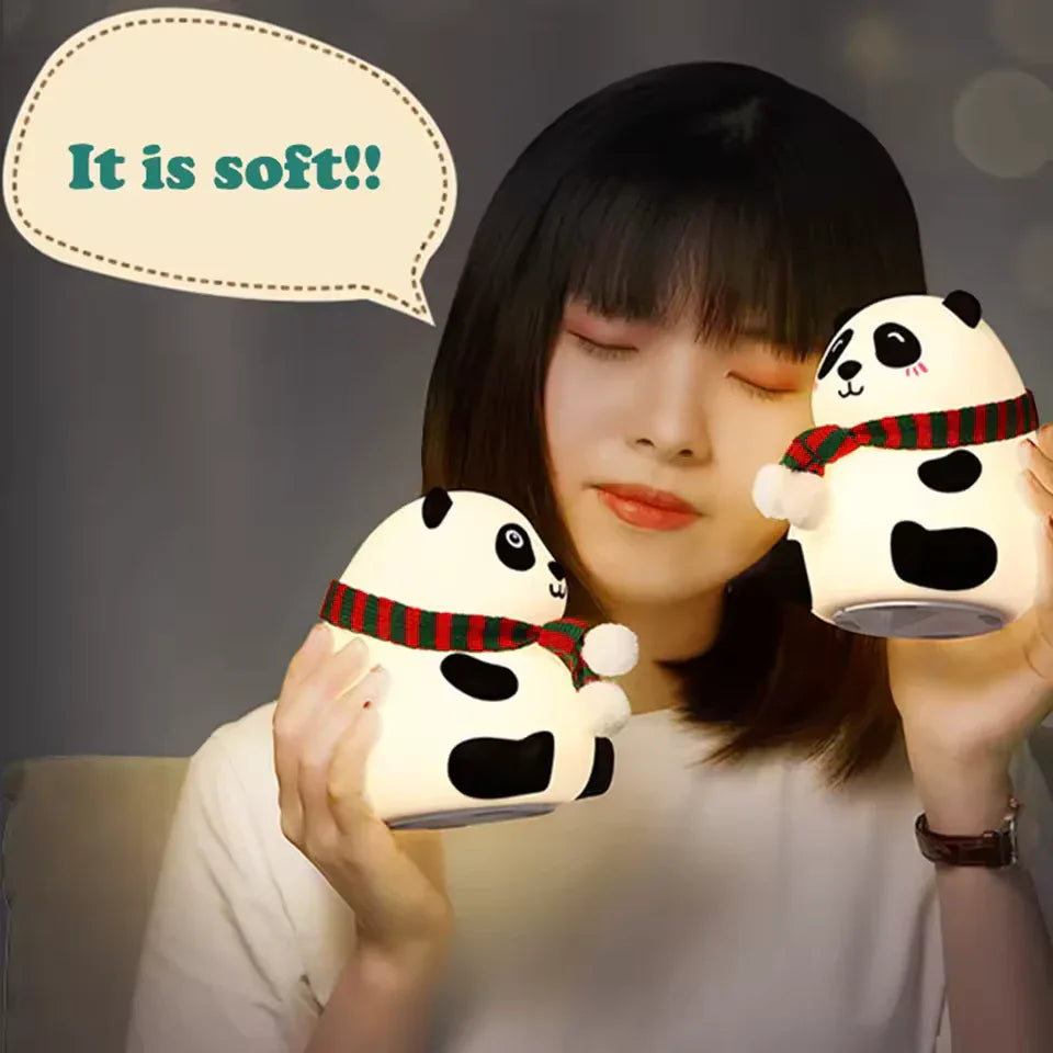 Cute Silicone Panda Lamp With Muffler - Night Light Lamp