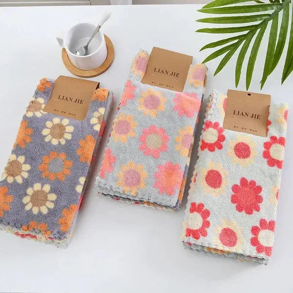 Floral cotton Face Towels - Soft 5pc Set