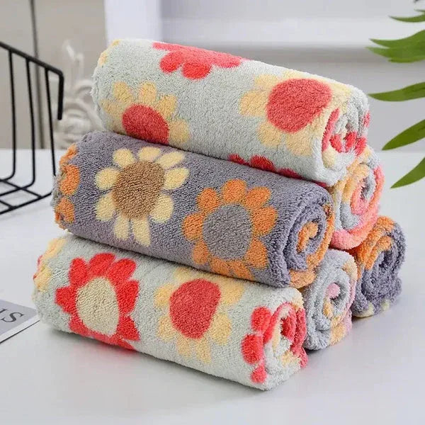 Floral cotton Face Towels - Soft 5pc Set