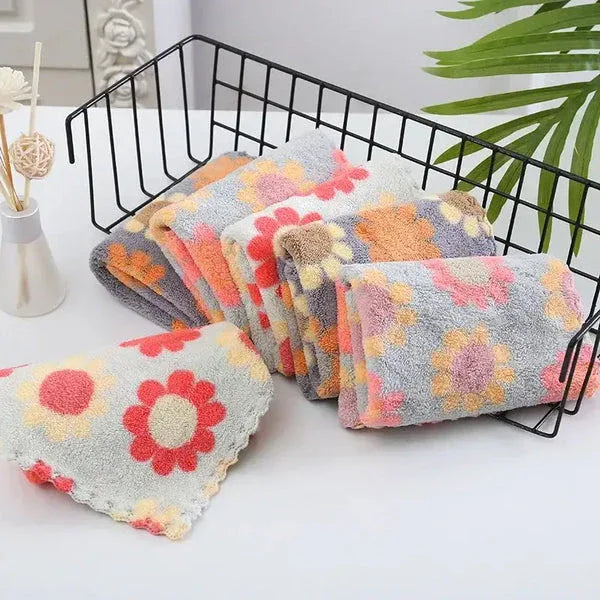 Floral cotton Face Towels - Soft 5pc Set