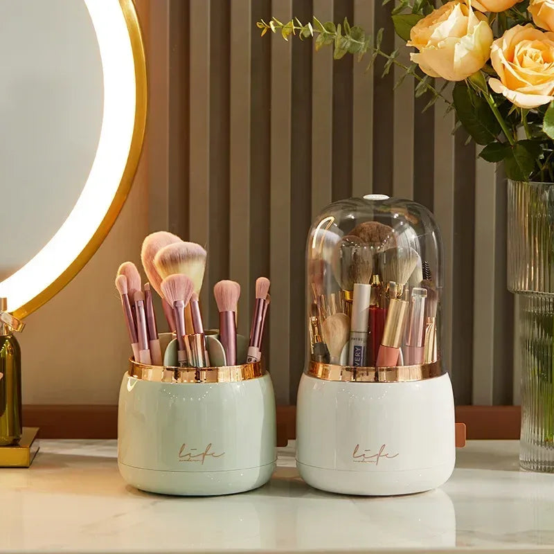 360° Rotating Makeup Organizer with Clear Cover