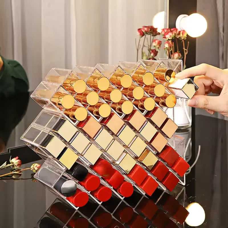Lipstick Organizer with 16 Compartments - Clear Acrylic Storage Holder