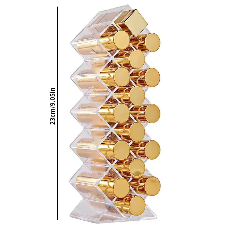 Lipstick Organizer with 16 Compartments - Clear Acrylic Storage Holder