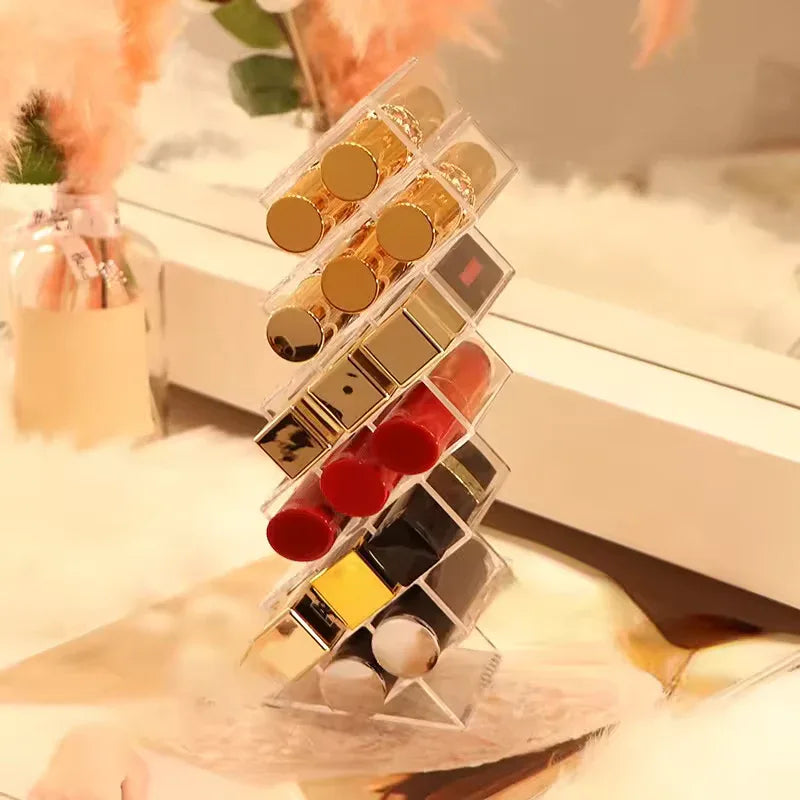 Lipstick Organizer with 16 Compartments - Clear Acrylic Storage Holder
