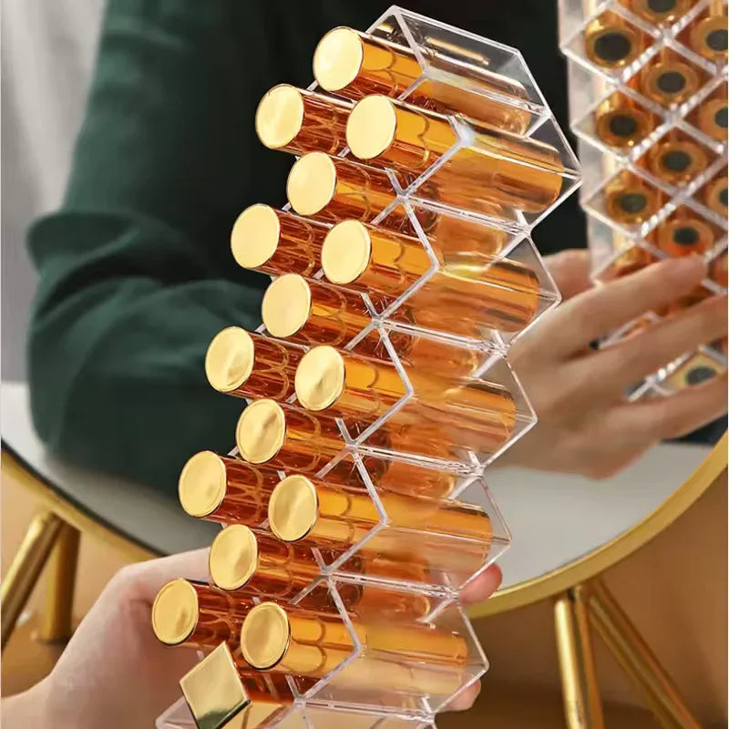 Lipstick Organizer with 16 Compartments - Clear Acrylic Storage Holder