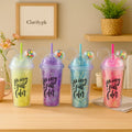 Colorful Water Bottle with Fun Lid & Straw