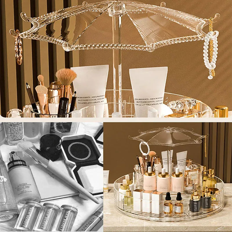 360 Degree Makeup Organizer with Clear Acrylic Design