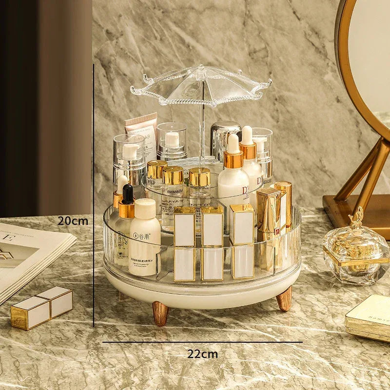 360 Degree Makeup Organizer with Clear Acrylic Design