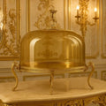 Amber Glass Cake Cloche with Gold Stand