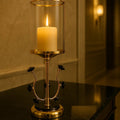 Luxury Candle Stand Gold Black with Glass Cover