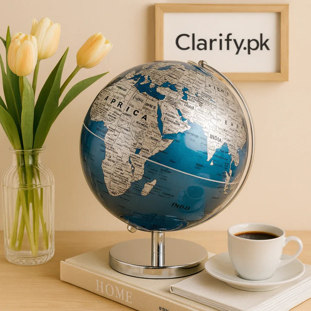 Luxury Decorative World Globe – Blue & Silver Edition