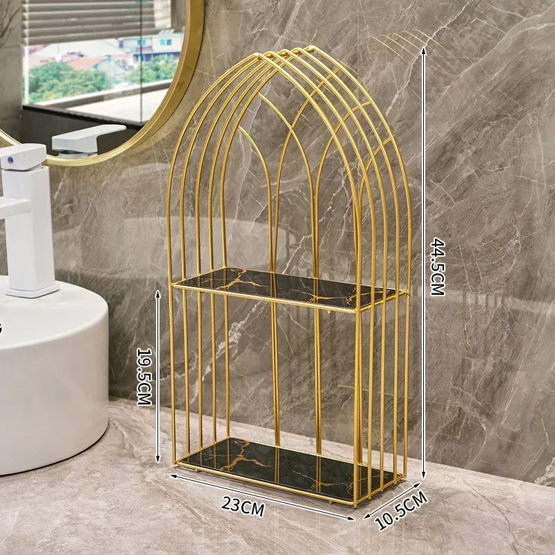 Luxury Gold Storage Rack for Bathroom Shelves