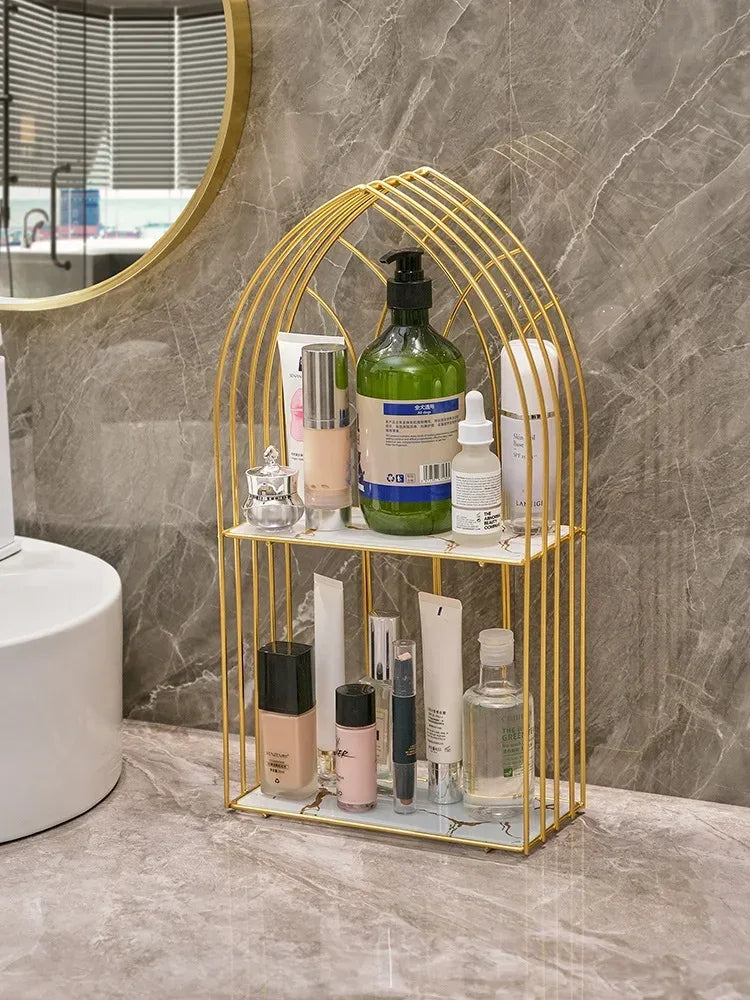 Luxury Gold Storage Rack for Bathroom Shelves
