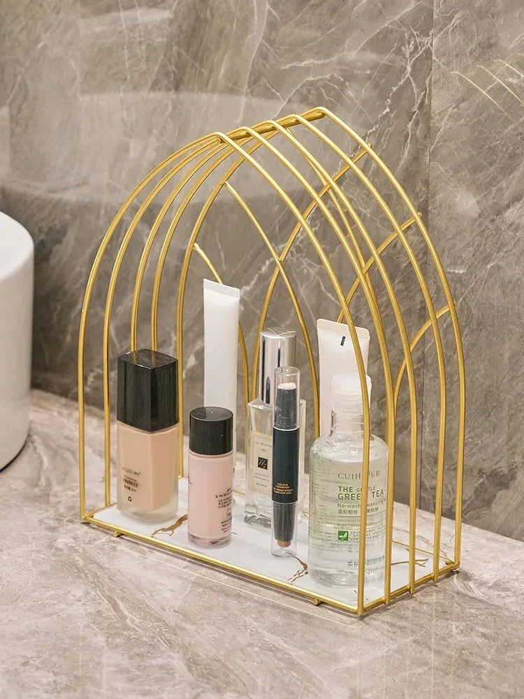 Luxury Gold Storage Rack for Bathroom Shelves