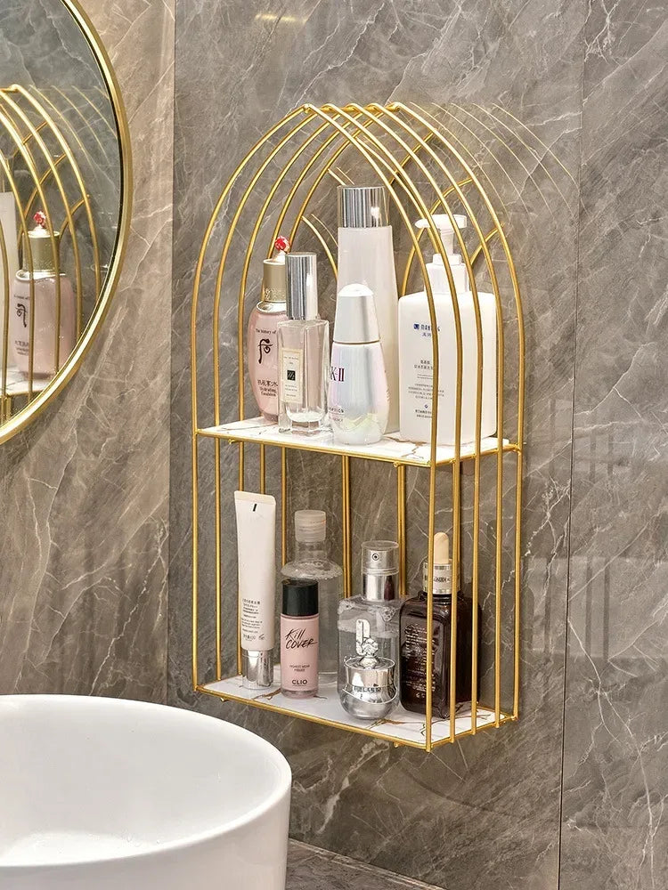 Luxury Gold Storage Rack for Bathroom Shelves
