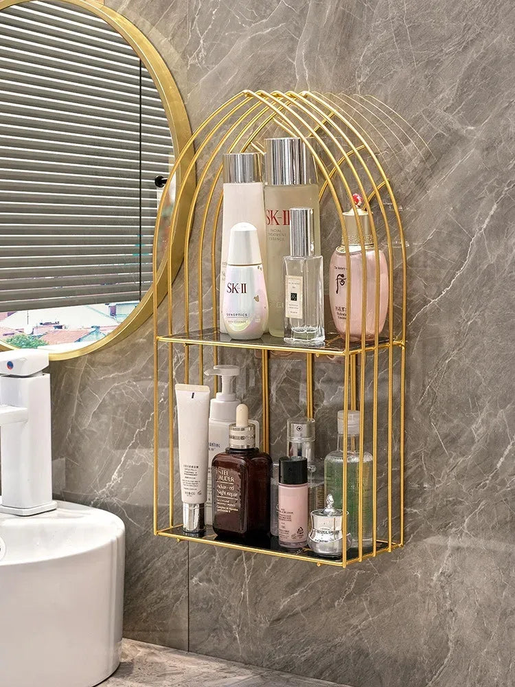 Luxury Gold Storage Rack for Bathroom Shelves