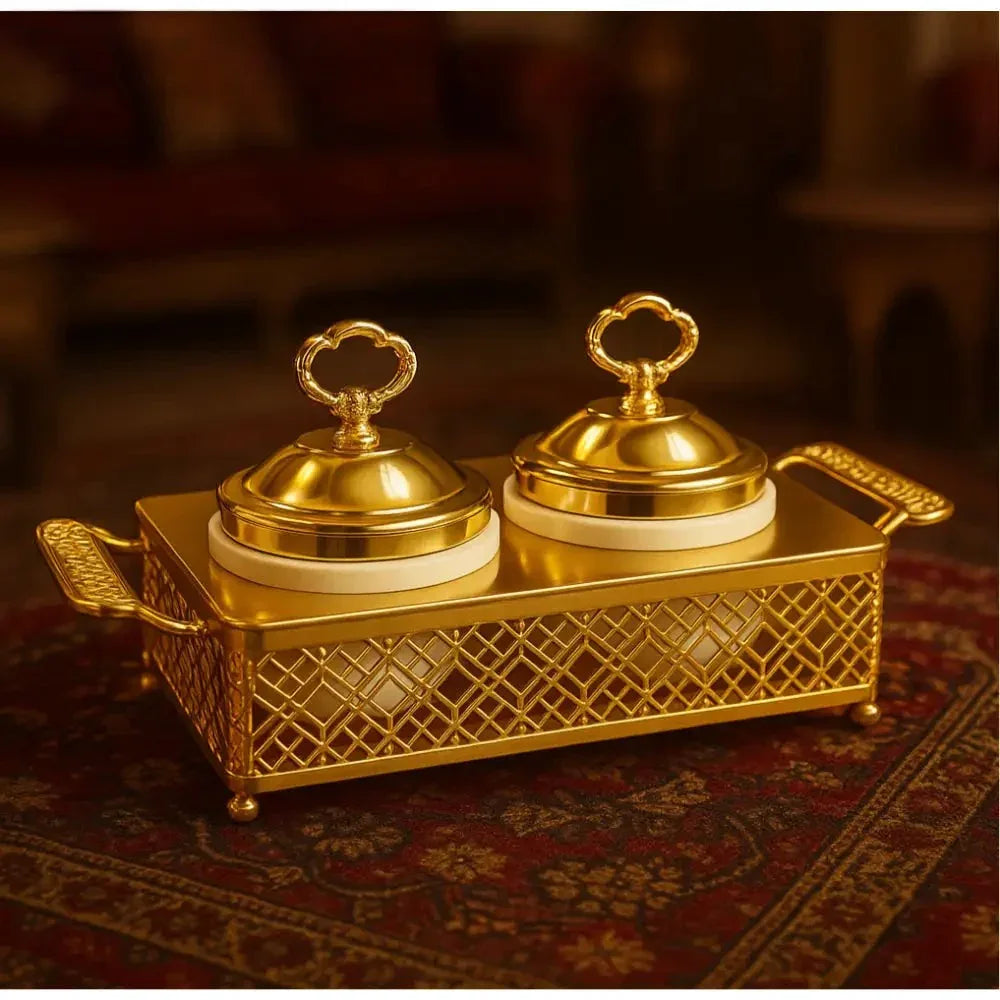 Luxury Serving Bowl Set with Gold Finish