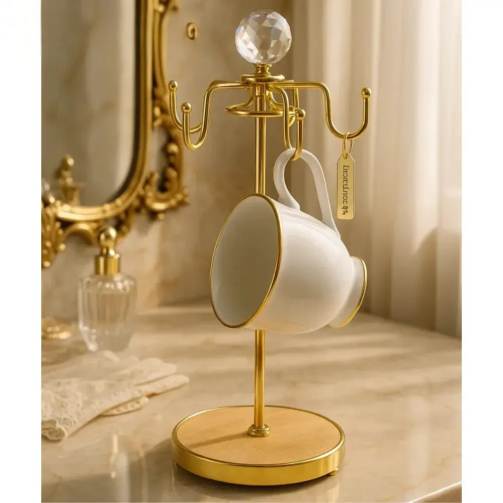 Luxury Vanity Cup Organizer with Gold Finish