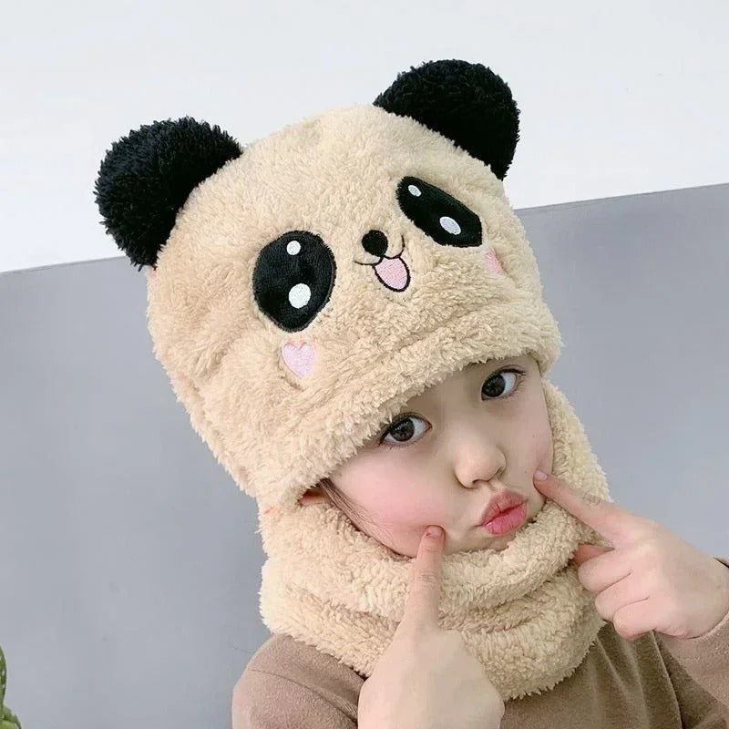 Winter Baby Ear Protection Hat & Integrated Scarf Set