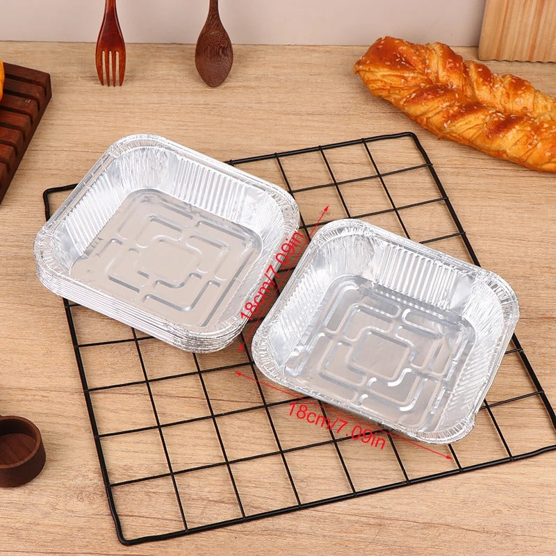Square Aluminum Foil Disposable Plate Set - Pack of 10