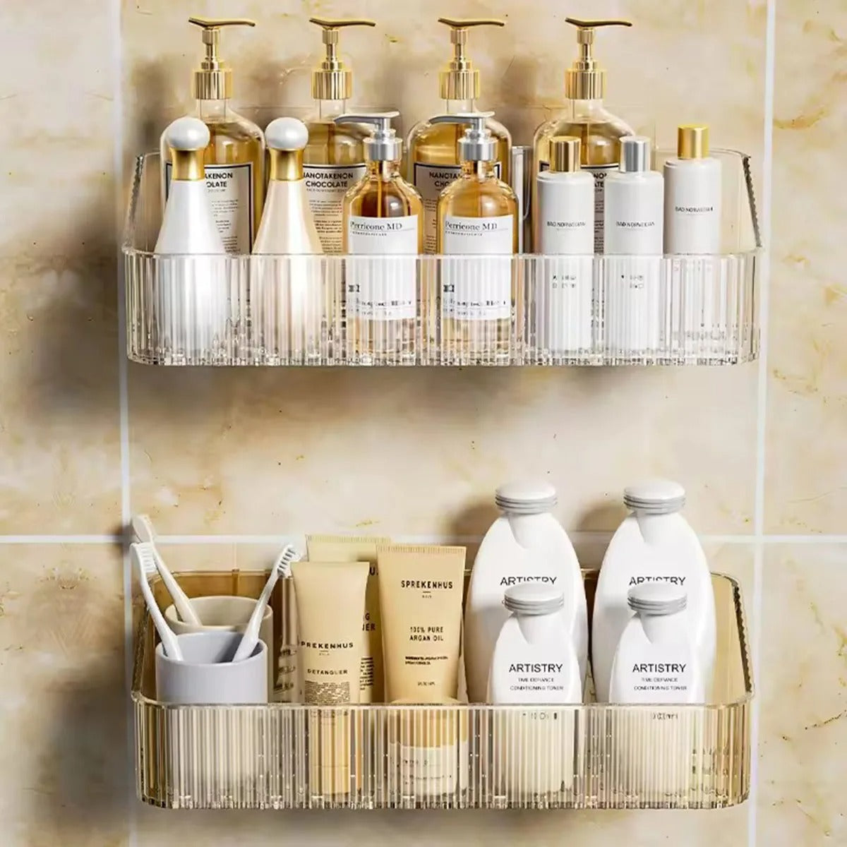Wall Mounted Cosmetics Storage Rack - Corner Wall Shelf Organizer for Bathroom