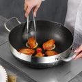 Premium Honeycomb Stainless Steel Non-Stick Cooking Pan - Professional Skillet with Tempered Glass Lid