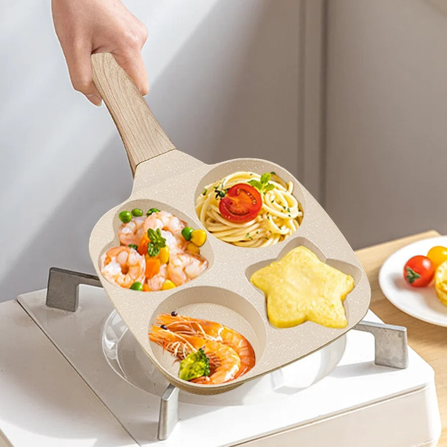 Heart & Star Shape 4-Hole Non-Stick Breakfast Fry Pan