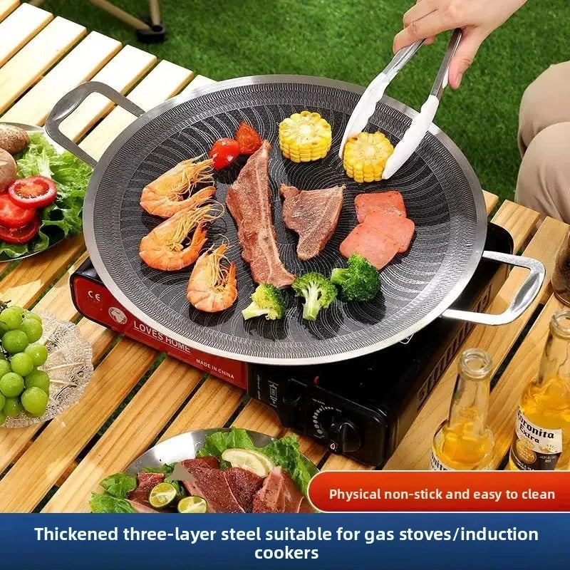 Non-Stick Korean Style BBQ Grill Pan - Portable Outdoor Griddle