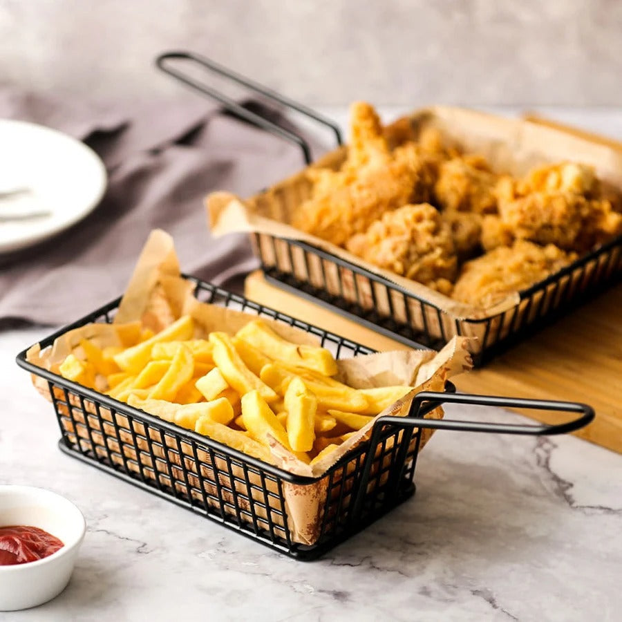 Rectangular French Fries Snack Basket – Restaurant Style Serving (Random)