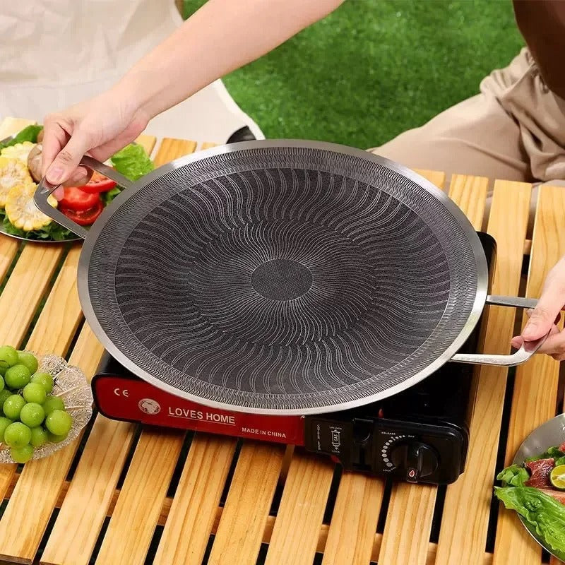Non-Stick Korean Style BBQ Grill Pan - Portable Outdoor Griddle