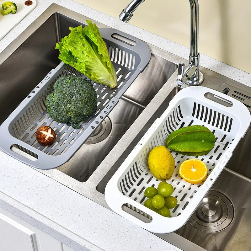Adjustable Over-the-Sink Drain Basket – Expandable Kitchen Strainer